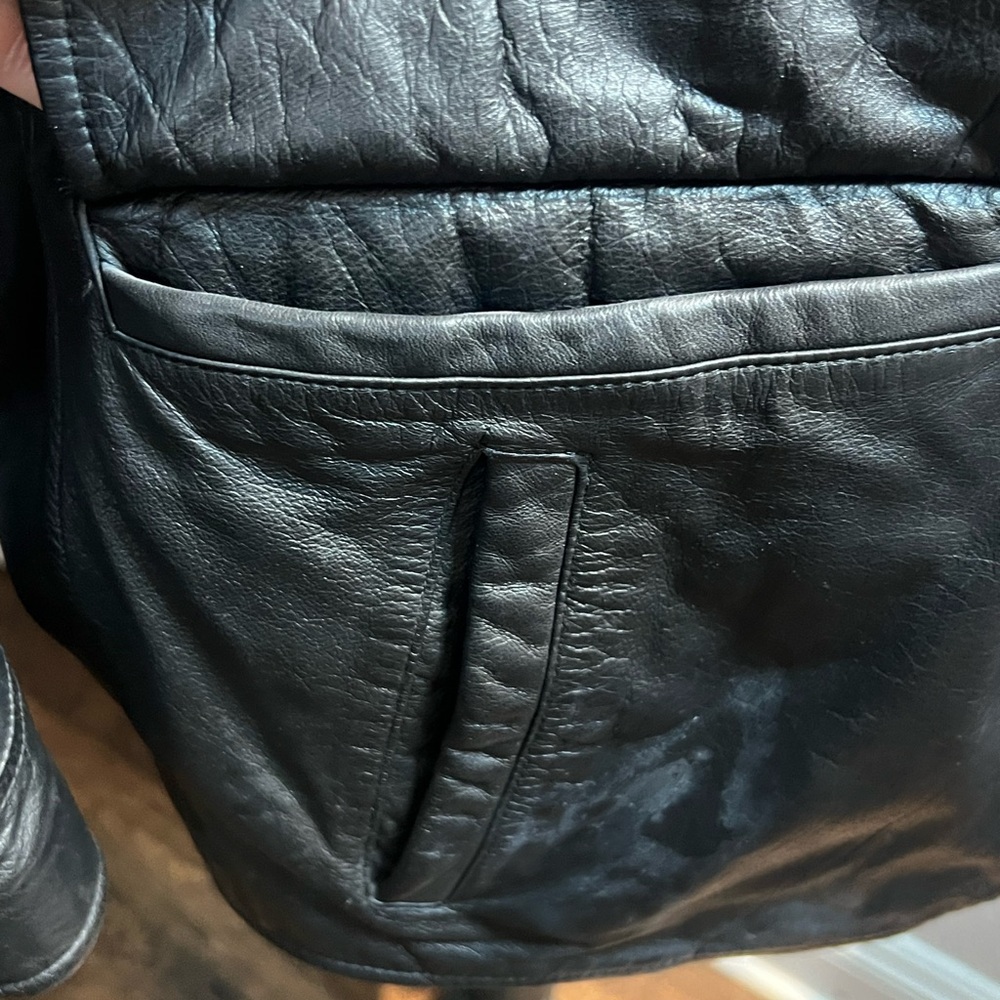 Ralph Lauren Black Leather Zip-Front Jacket - Picture 10 of 13
